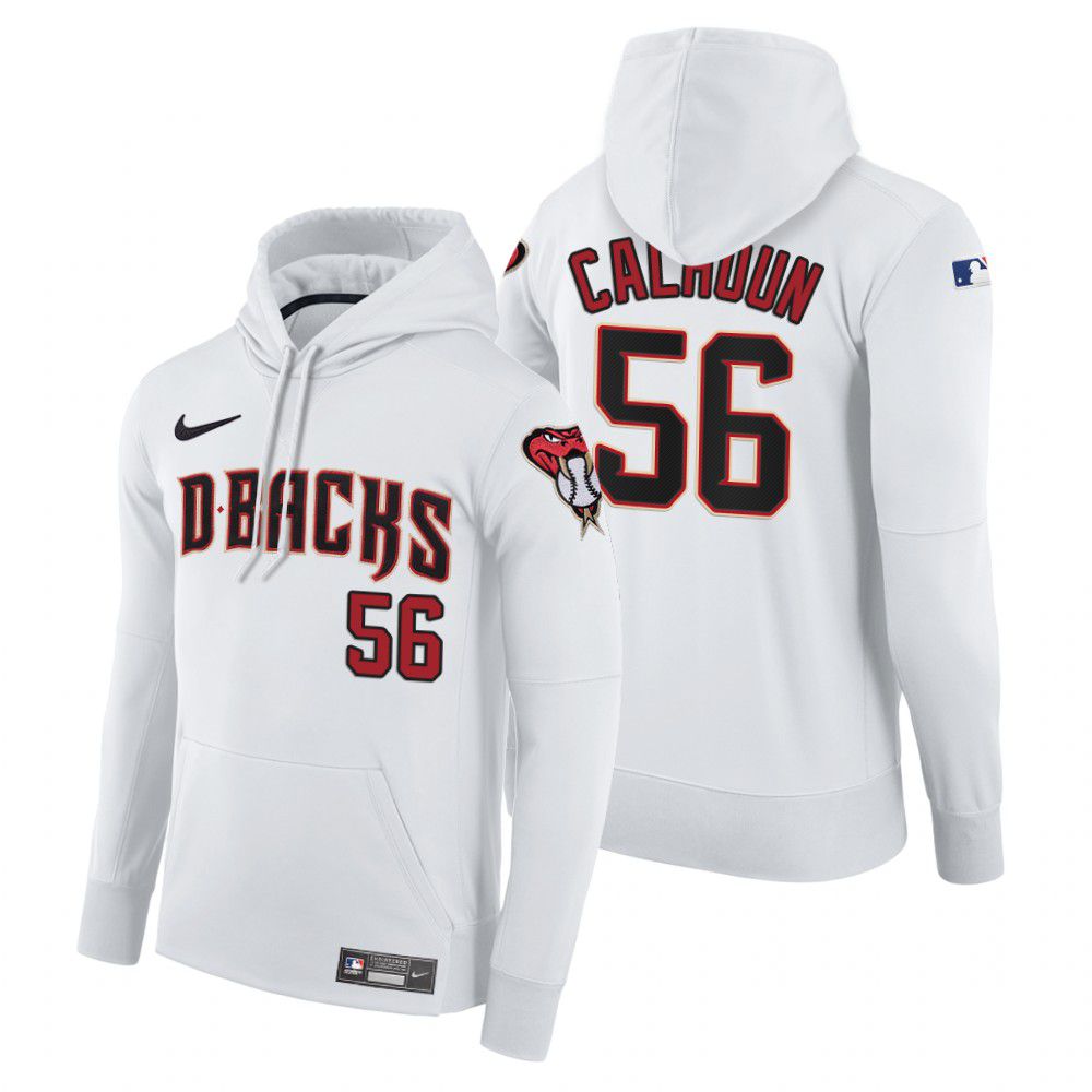 Men Arizona Diamondback #56 Calhoun white home hoodie 2021 MLB Nike Jerseys->customized mlb jersey->Custom Jersey